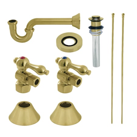 Kingston Brass CC43107VKB30 Plumbing Sink Trim Kit with P-Trap and Drain, Brushed Brass CC43107VKB30